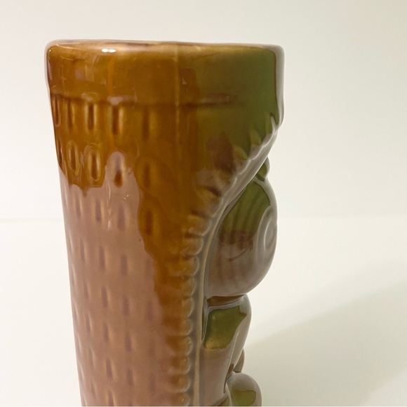 Tiki Brown Glaze Ceramic Barware Tall Mug Cup Vase Kahuna God DW114 - Picture 11 of 16